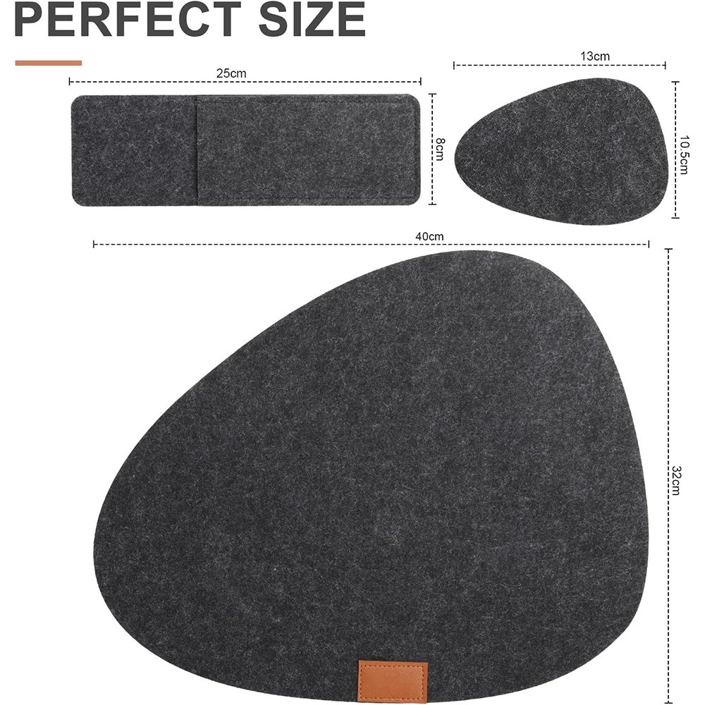 Upin 18 pcs Oval Table Coasters Felt Place Mats Non-Slip placemat set with Cutlery Bags