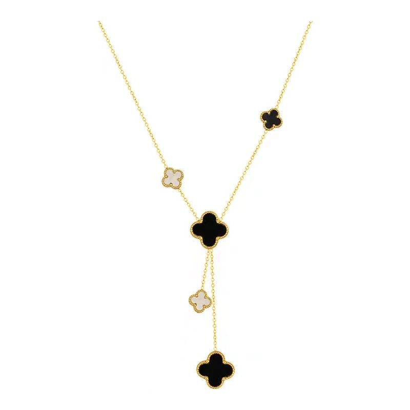 2024 Design Luxury Four Clover Fashion Jewelry Necklace TitaniumPlated Stainless Steel Clavicle Chain Necklace For Women