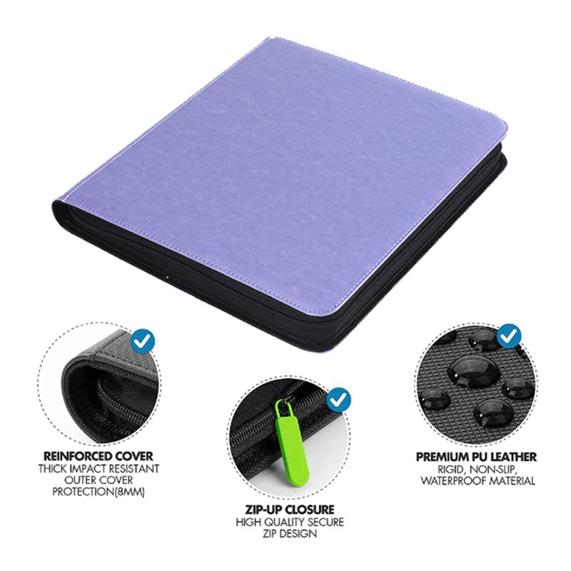 2024 Wholesale Custom 9 PU Leather Trading Card Binder For Pokermon Baseball Basketball Football Game Card Holder with Sleeves