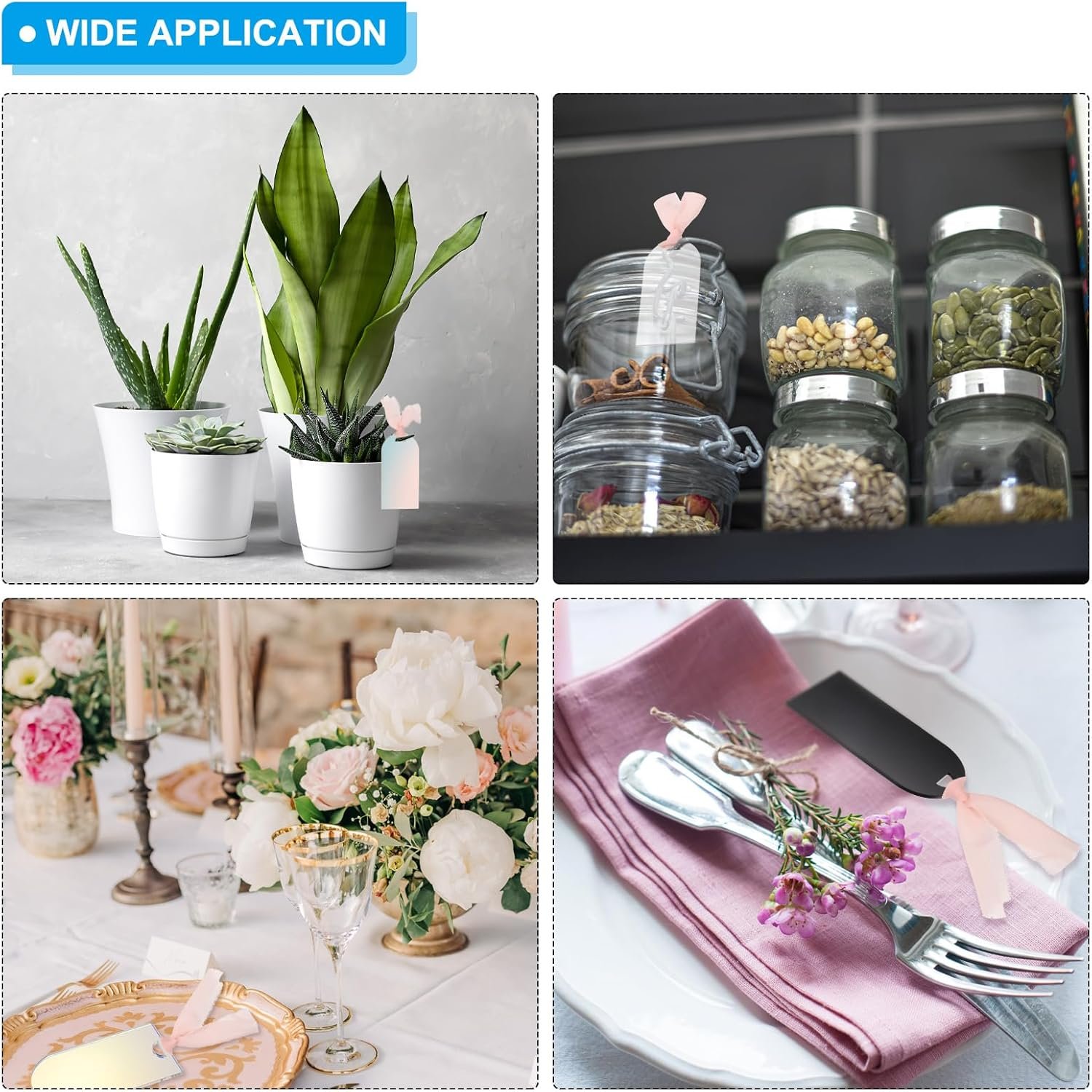 HTPmart 3.5 x 1.8inch Sublimation Acrylic Wedding Place Card with Ribbon Place Cards for Table Setting Bridesmaid Gifts
