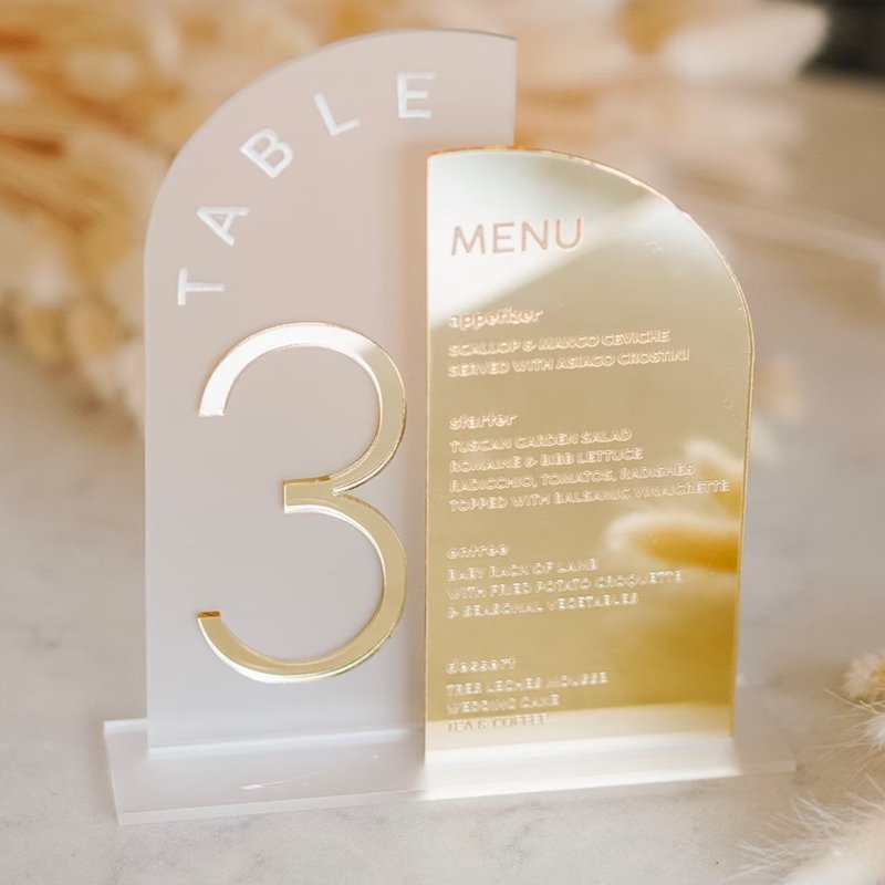 Clear Arch Acrylic Sign Acrylic Wedding Table Numbers with Stand Blank Arched Round Top plexiglass Table Numbers Holders