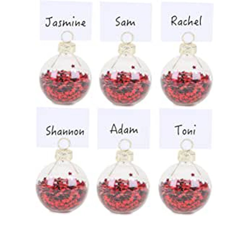 Snowflake red green blue glass bauble ornament Place Card Holders