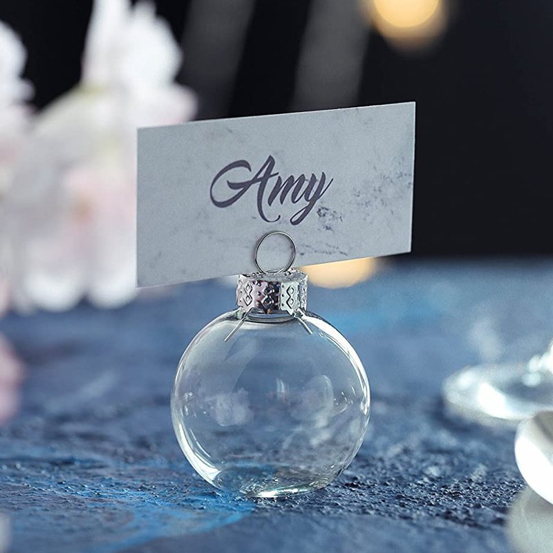 Snowflake red green blue glass bauble ornament Place Card Holders