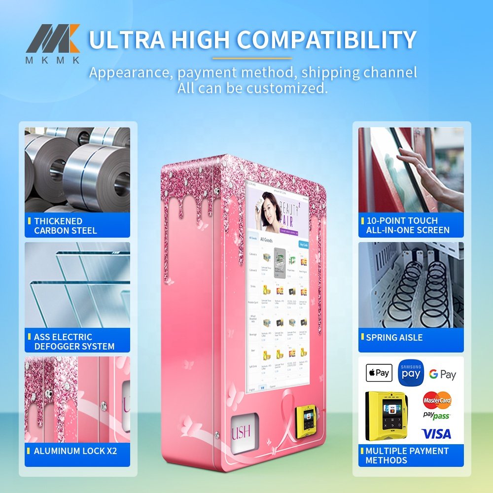 Support customized 24 Hours Multiple Small Operated Touch Screen Beauty Makeup Lash Hair Cosmetics Vending Machine