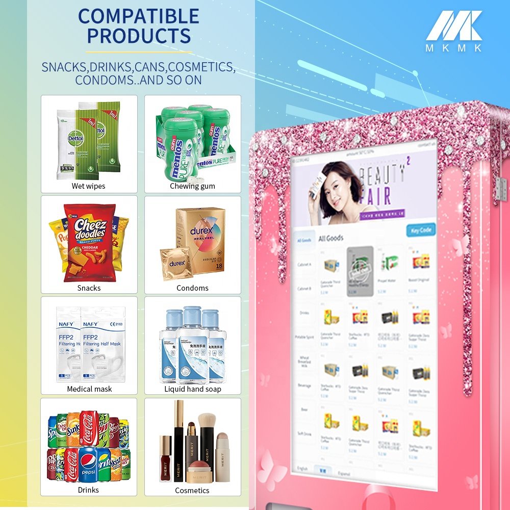 Support customized 24 Hours Multiple Small Operated Touch Screen Beauty Makeup Lash Hair Cosmetics Vending Machine