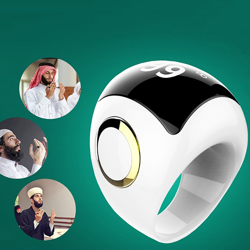 Muslim Gift ceramic electronic zikir ring counter Azan alarm Digital tasbih Smart Tasbeeh Zikr Ring