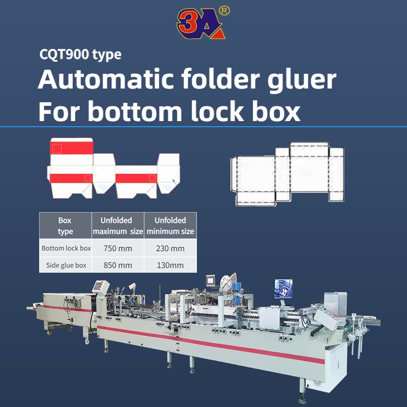 Folder gluer machine automatic folder gluing machine for side glue straight line box bottom lock 4/6 corner box cardboard box
