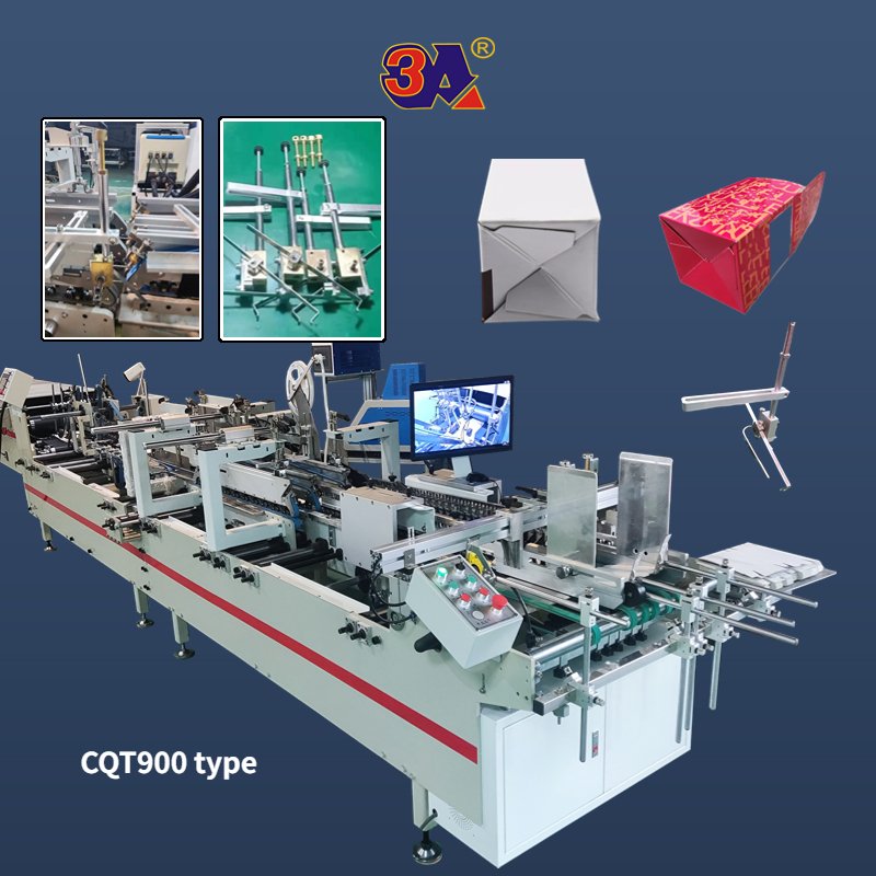 Folder gluer machine automatic folder gluing machine for side glue straight line box bottom lock 4/6 corner box cardboard box