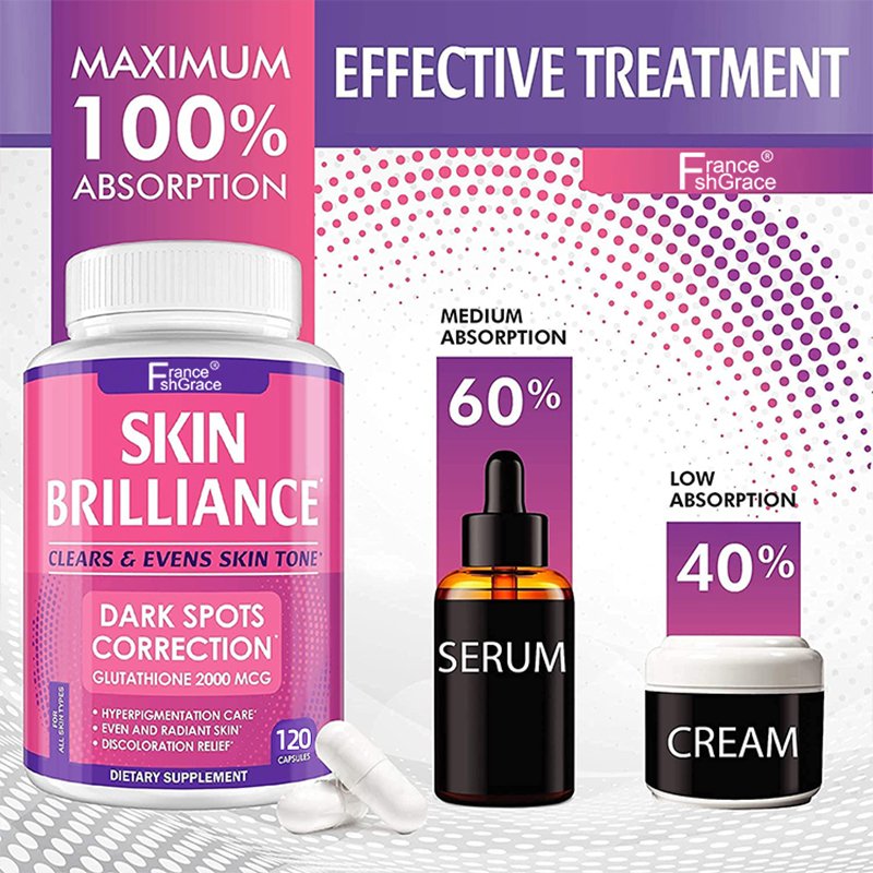 Whitening Pills Capsules 120 Capsules 5000mg Effective Skin Lightening Supplement Dark Spots Melasma Acne Scar Remover