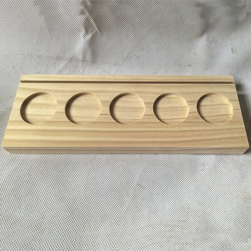 White Paint Wooden Display Base 6 Holes Essential Oil Holder Wooden Paint Jar Holder Wood Display Stand For Glass Jars Bottles