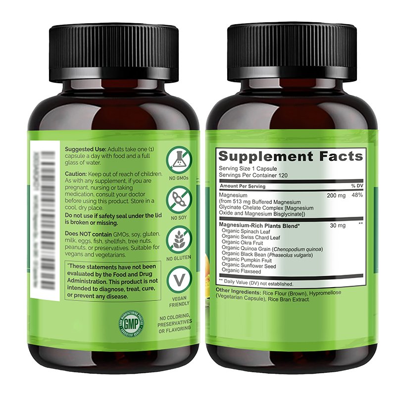 OEM Private Label Magnesium Glycinate Chelate Complex Capsules Sleep Support Stress Relief Supplements