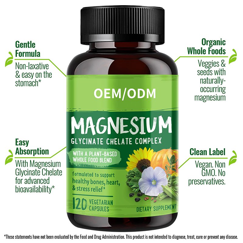 OEM Private Label Magnesium Glycinate Chelate Complex Capsules Sleep Support Stress Relief Supplements