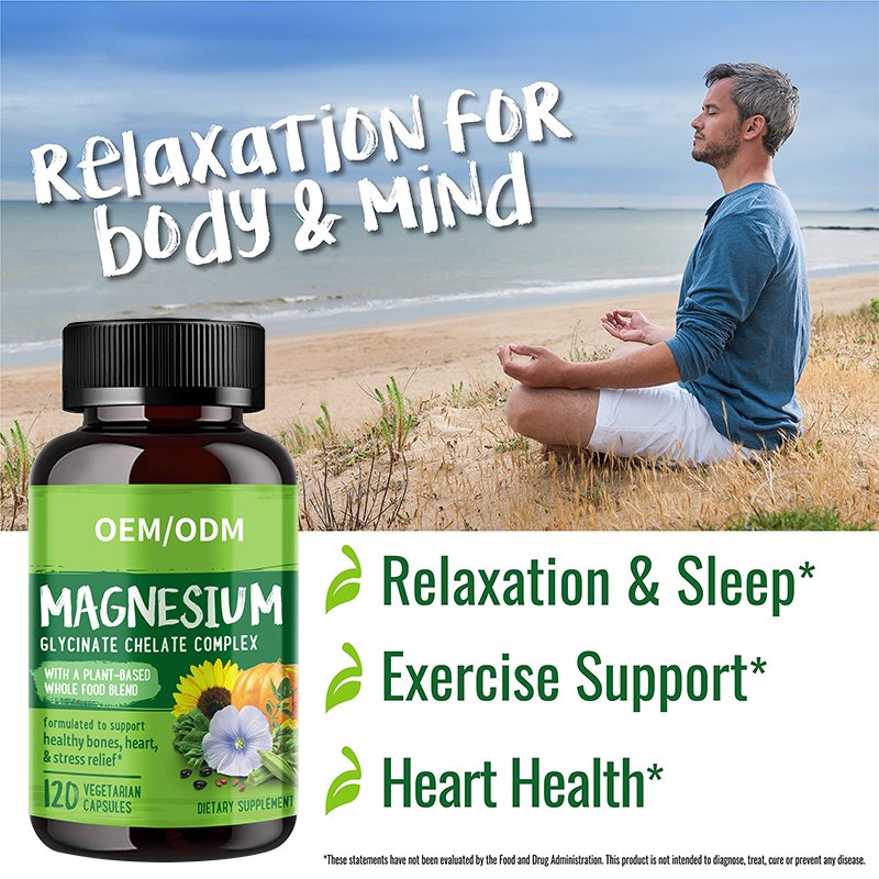 OEM Private Label Magnesium Glycinate Chelate Complex Capsules Sleep Support Stress Relief Supplements