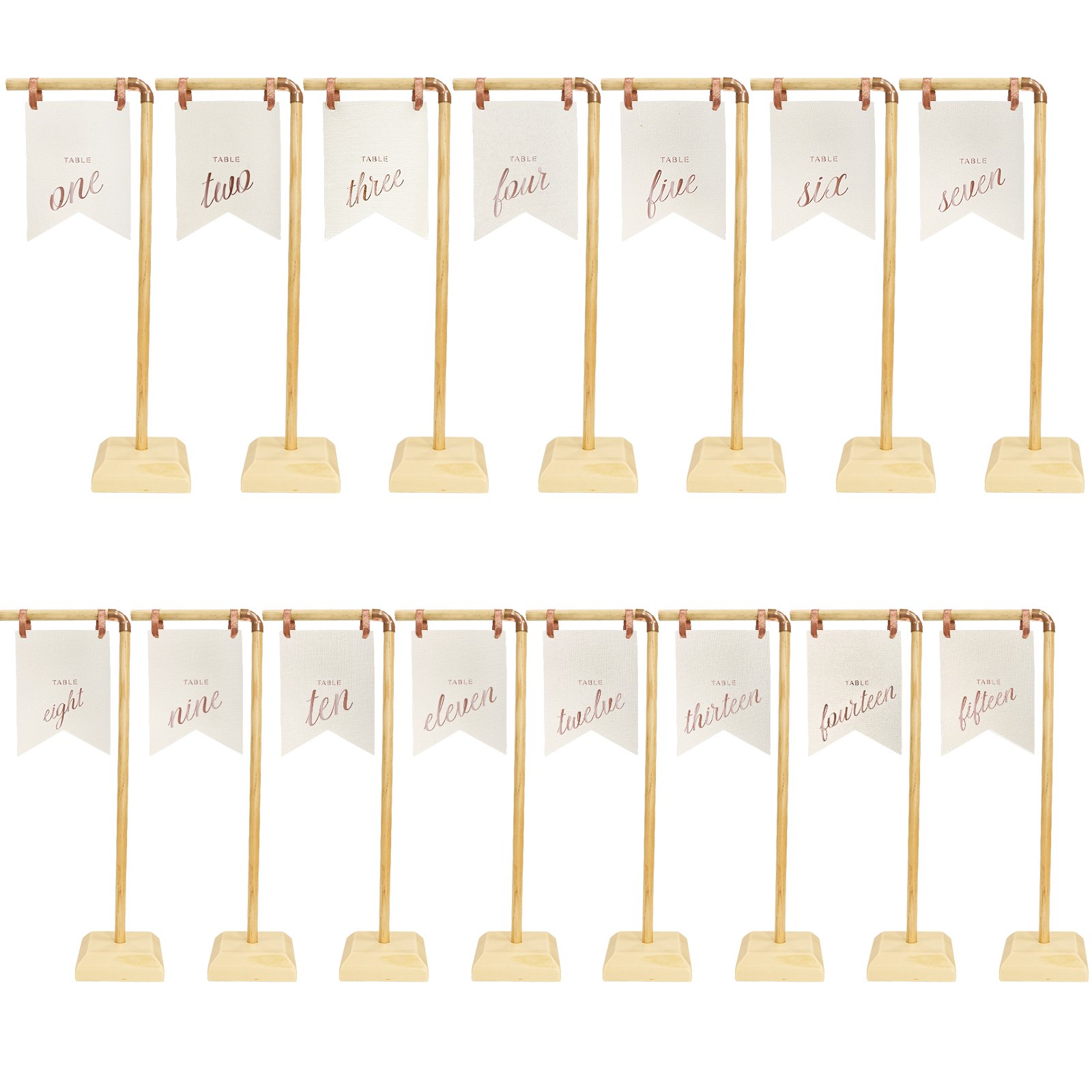 Ourwarm Wedding Wooden Table Number Sign Holder Welcome Display Sign Stand with Linen Banner