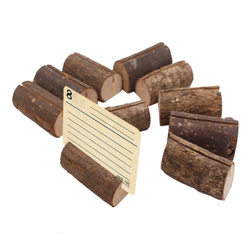 Unfinished Natural Rustic Wooden Place Card Holder Photo Picture Table Number Holder for Wedding Decoration