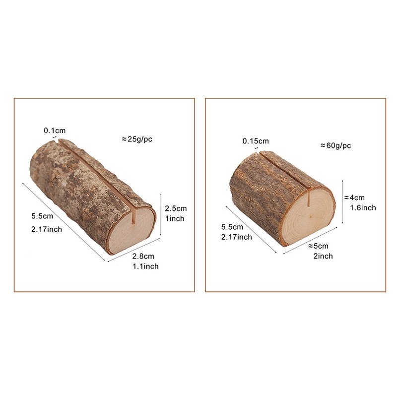 Unfinished Natural Rustic Wooden Place Card Holder Photo Picture Table Number Holder for Wedding Decoration