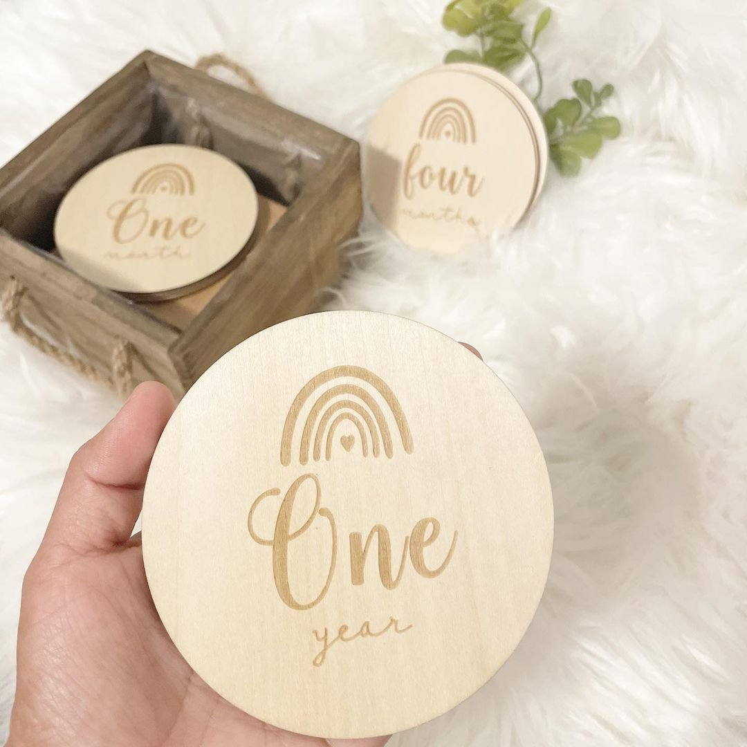 Custom Discs Beautiful Newborn Photography Props Wood Baby Milestone Cards Newborn Milestone Card