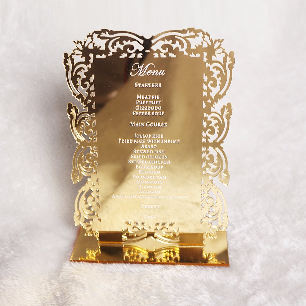 Modern Creative Shape Mirror Acrylic Place Cards With White Hot Stamping Foil Luxury Acrylic Wedding Table Numbers Card
