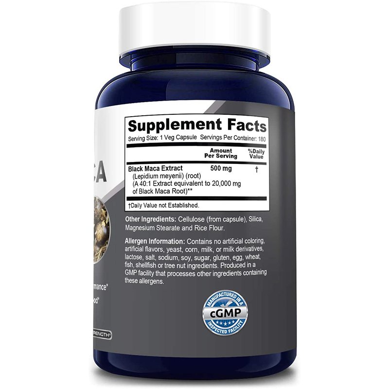 Herbal Nutritional Supplement Black Maca Root Capsules