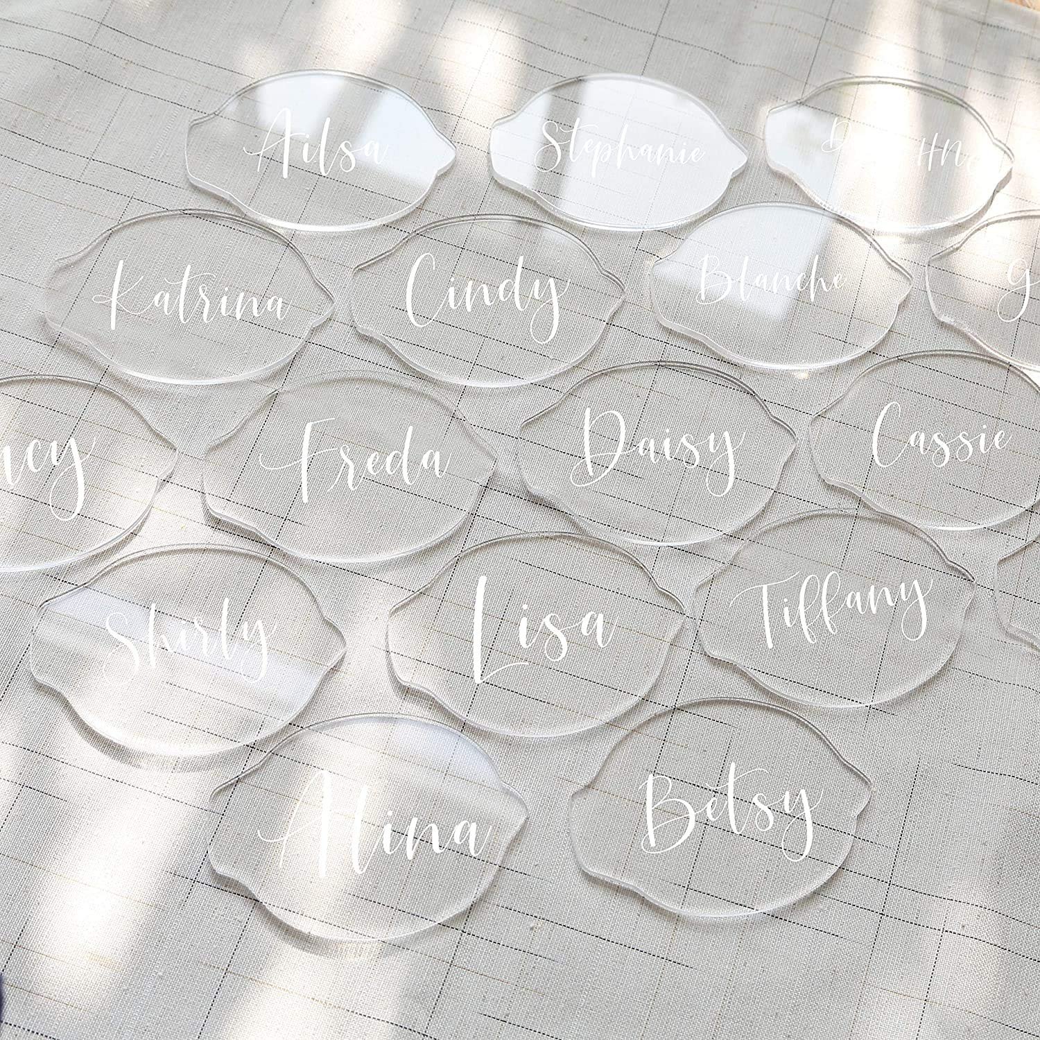 20 packs Clear Lemon Acrylic Place Cards for Wedding Main Squeeze Escort Plates Table Seating Cards for Birthday Party