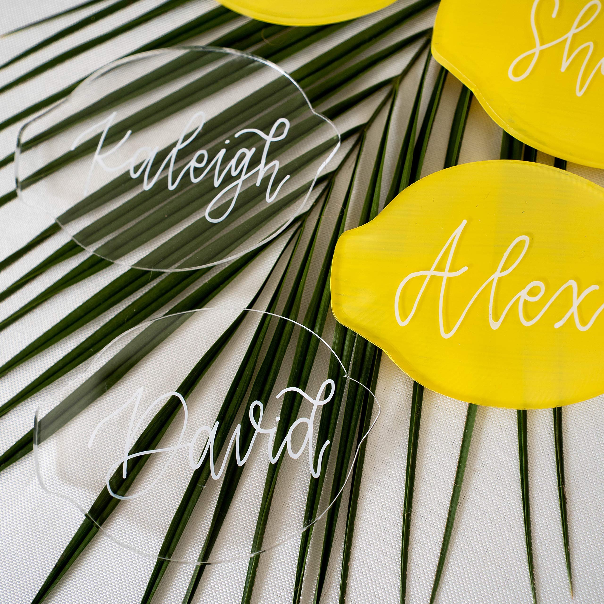 20 packs Clear Lemon Acrylic Place Cards for Wedding Main Squeeze Escort Plates Table Seating Cards for Birthday Party