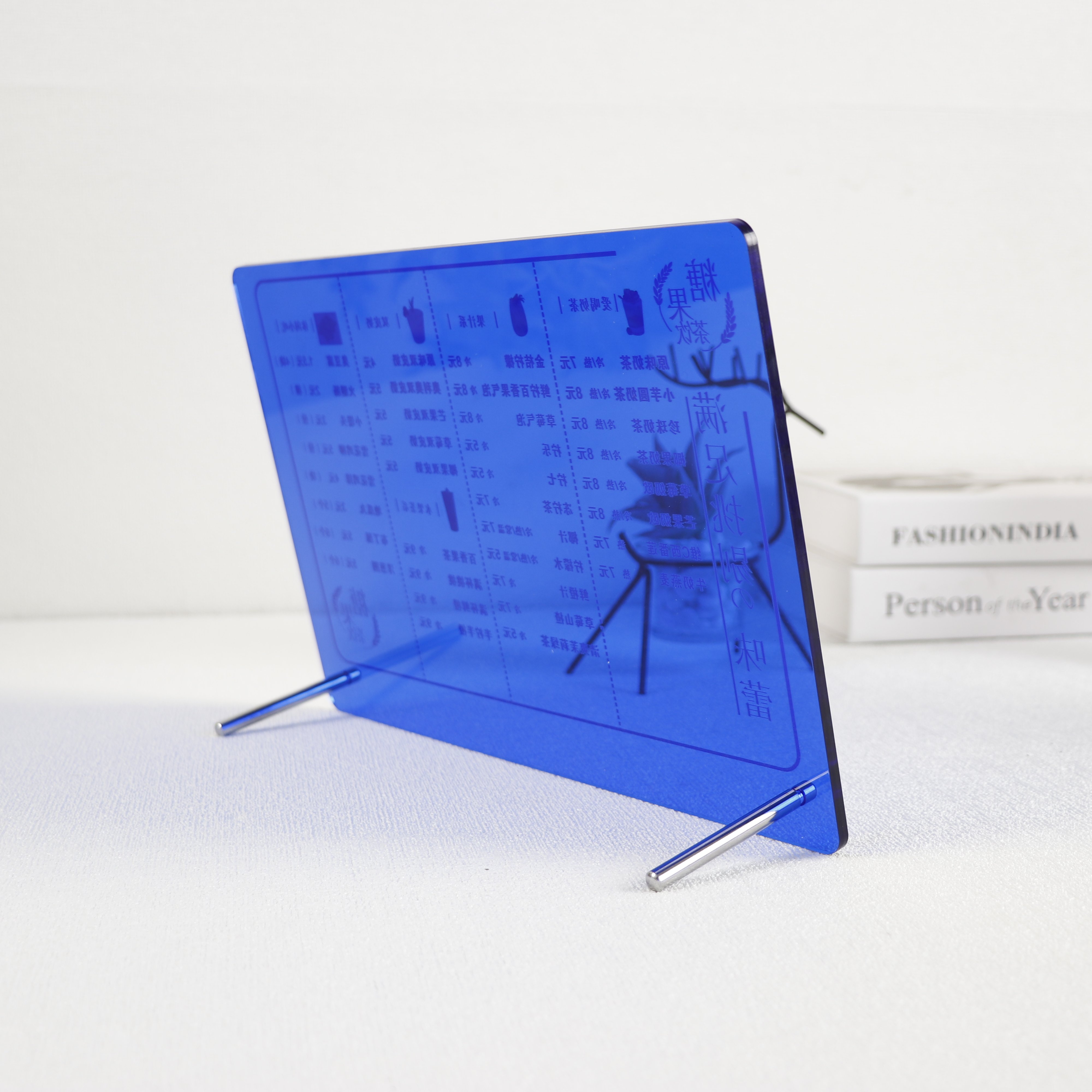 High quality custom color acrylic menu card QR code display stand Hotel custom round acrylic wedding invitation menu card