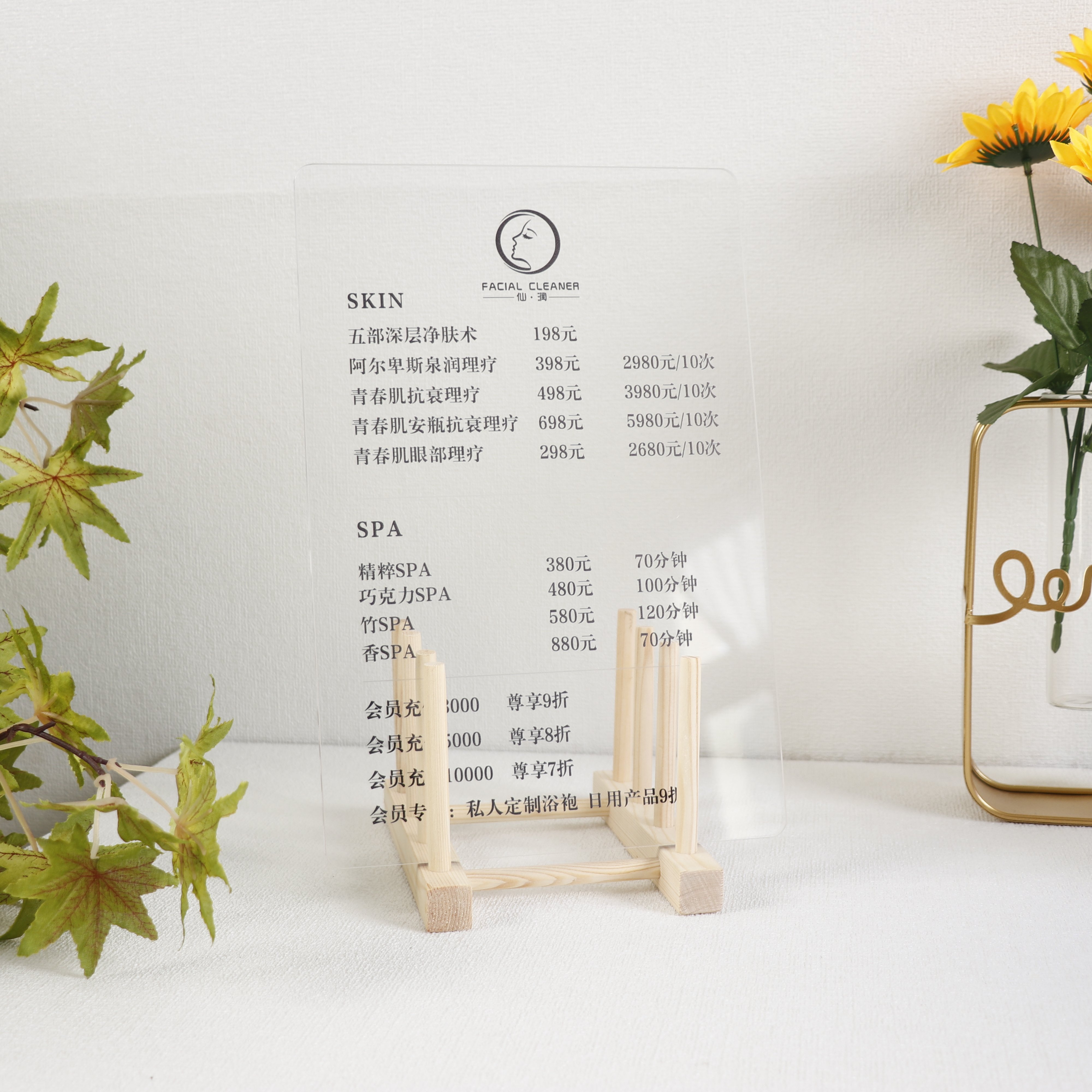 High quality custom color acrylic menu card QR code display stand Hotel custom round acrylic wedding invitation menu card