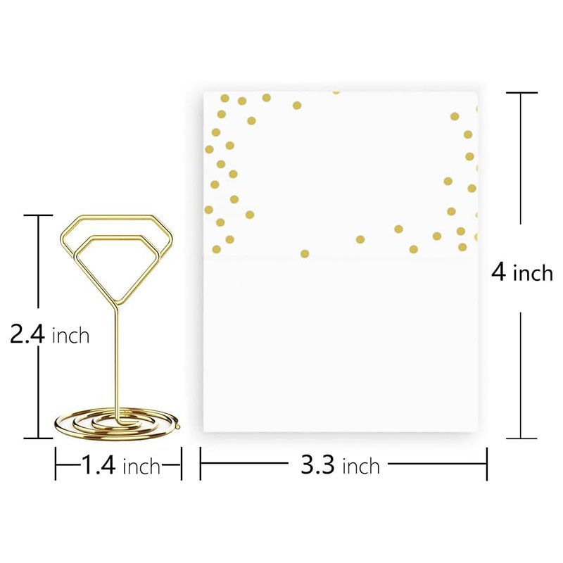 Wire Picture Holder Photo Clip Unique Shaped Place Card Holders with Gold Dots Place Cards for Wedding Bridal Shower