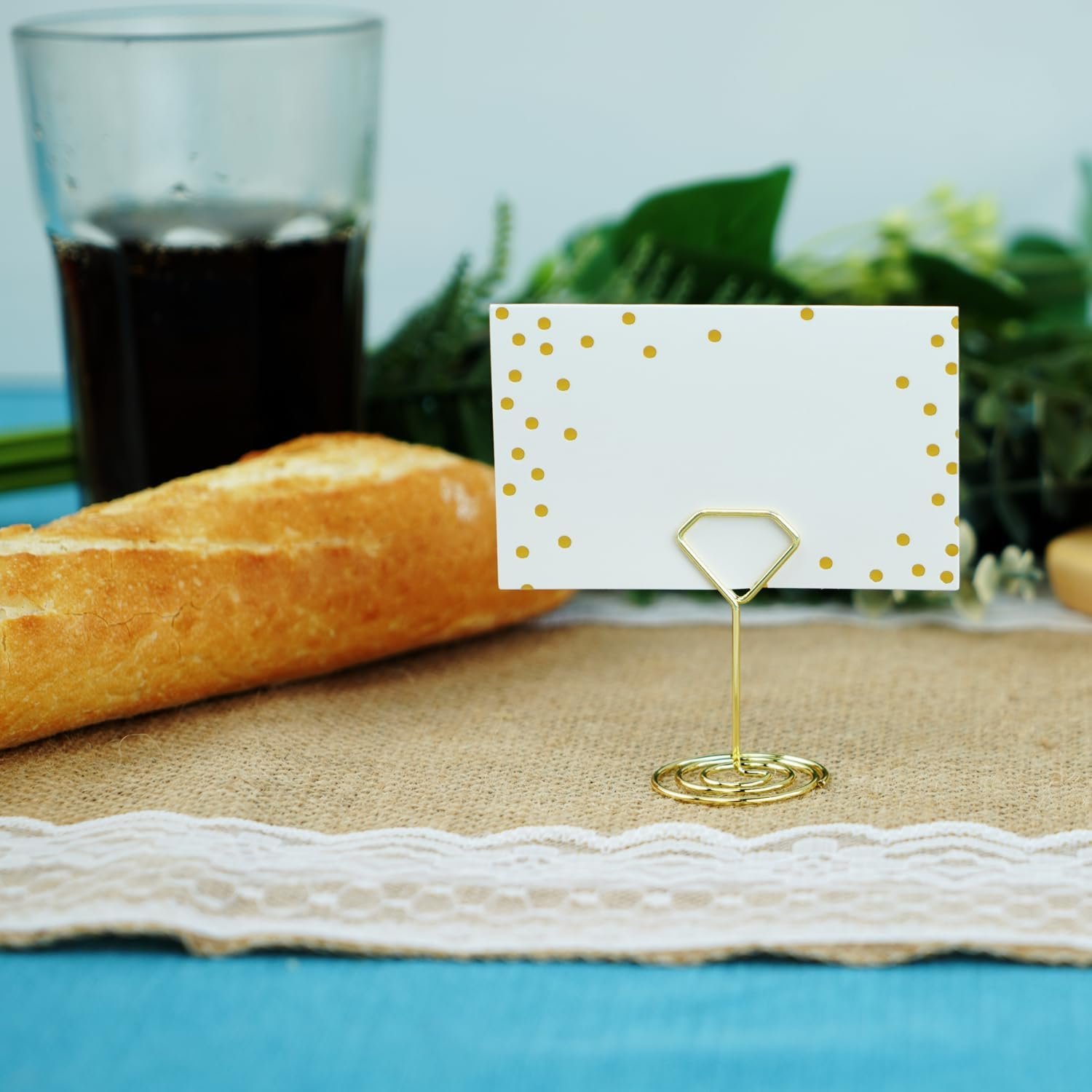 Wire Picture Holder Photo Clip Unique Shaped Place Card Holders with Gold Dots Place Cards for Wedding Bridal Shower