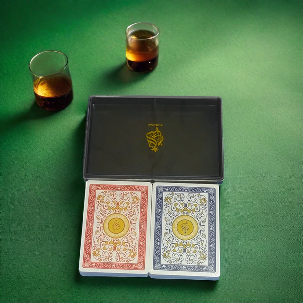 Casino Quality Printing Design Plastic-Coated Waterproof Custom Double Playing Cards Both Sides Poker Cards With Window Box