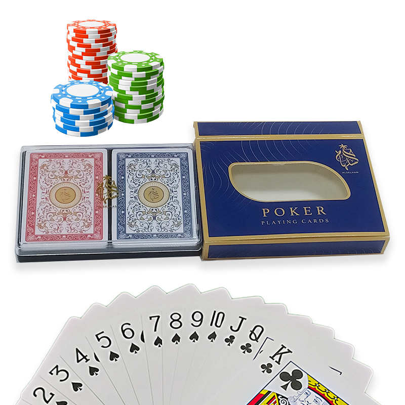 Casino Quality Printing Design Plastic-Coated Waterproof Custom Double Playing Cards Both Sides Poker Cards With Window Box