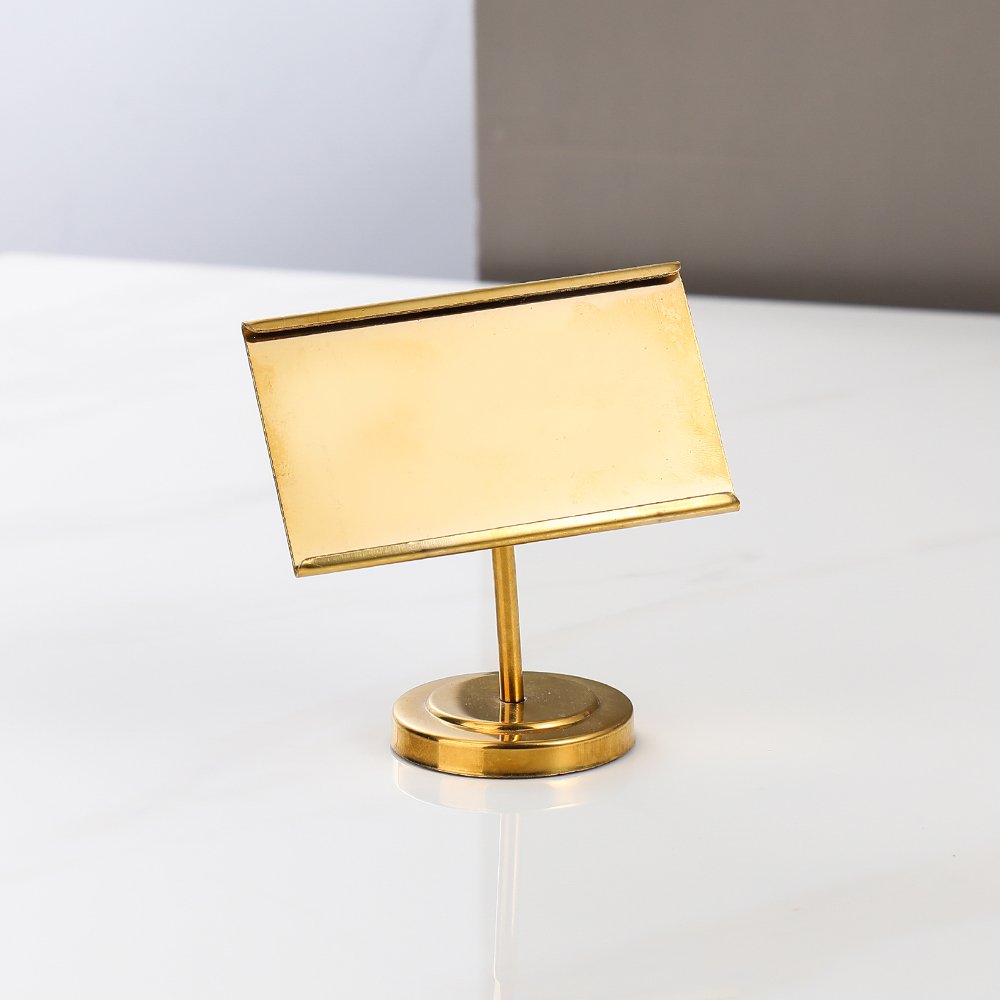 Hotel Restaurant Golden Buffet Name Tag Menu Stand Metal Table Name Stand Small Size