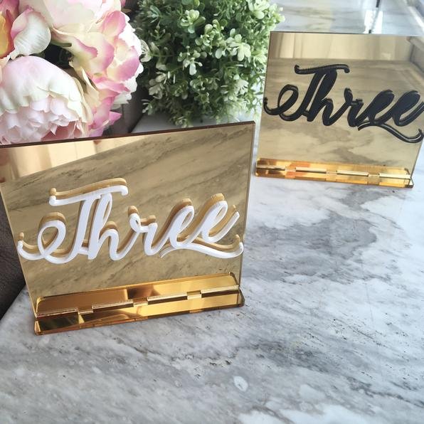 Place Card Gold Mirror Acrylic Table Number Holder Wedding Decoration Can Be Custom Restaurant Table Number Holders