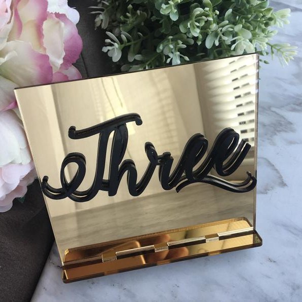 Place Card Gold Mirror Acrylic Table Number Holder Wedding Decoration Can Be Custom Restaurant Table Number Holders