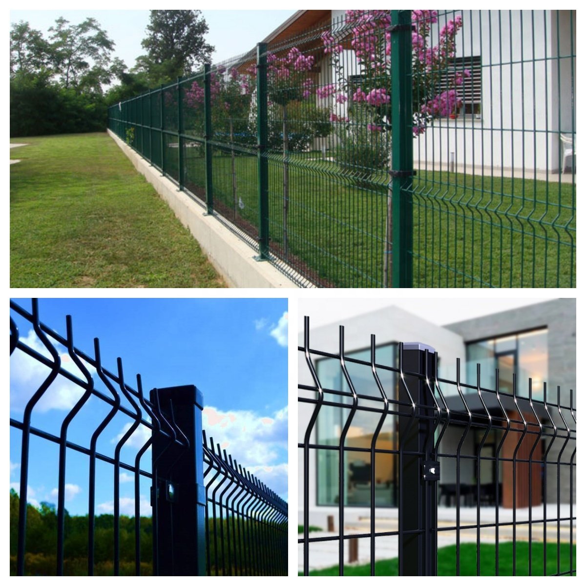 Powder coated galvanized welded wire mesh 3D curved fencing with inner wire for garden