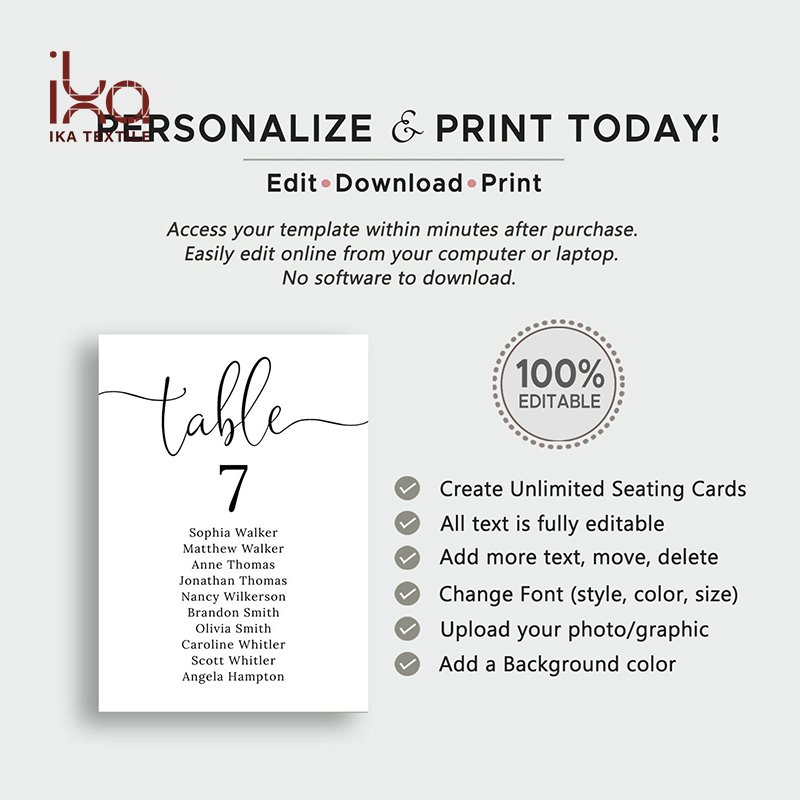 Unique Customized Print Paper Table Number Cards 1-30