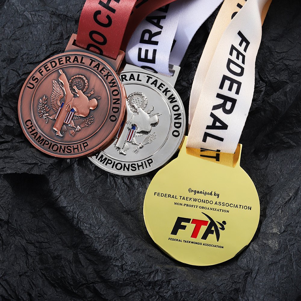 Exclusive Design 1st Place Medal Bronze Silver Gold Medals Plated 3D Custom World Award Sports Bjj Karate Wkf Taekwondo Medals