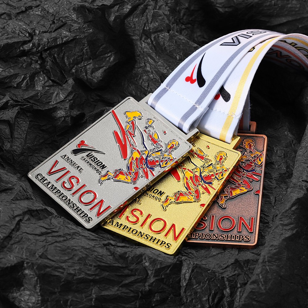Exclusive Design 1st Place Medal Bronze Silver Gold Medals Plated 3D Custom World Award Sports Bjj Karate Wkf Taekwondo Medals