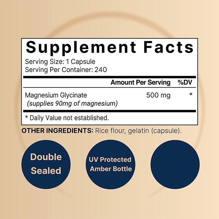 480 Capsules Magnesium Glycinate 500mg 100% Chelated for Max Absorption Bioavailable Mineral Supplement for Heart Health