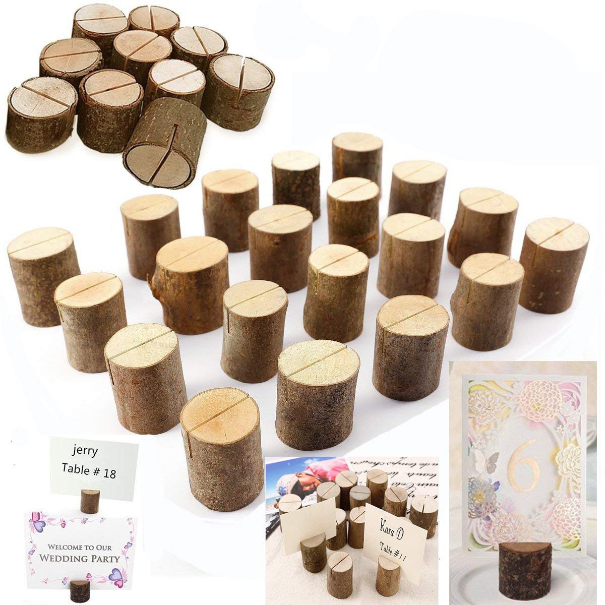 Wooden Stand Presentation Notes Small Message Board Raw Wood Stakes Rustic Card Holder Wood Place Card Holders Sticky Notes