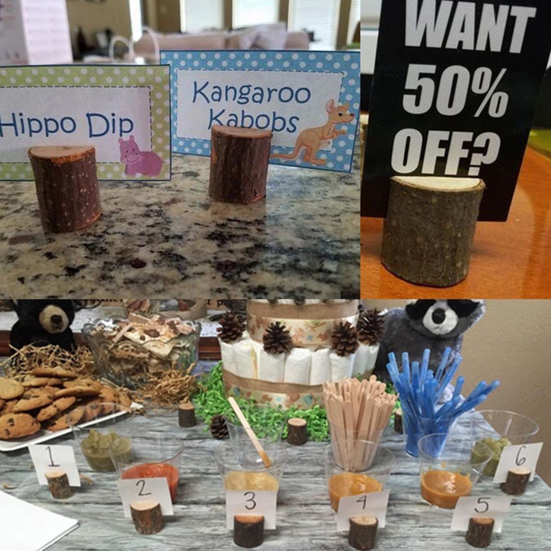 Wooden Stand Presentation Notes Small Message Board Raw Wood Stakes Rustic Card Holder Wood Place Card Holders Sticky Notes