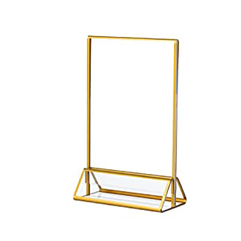 Factory Wholesale Clear Acrylic Table Number Holders Double-Sided Menu Display Stand with Gold Frames Place Cards Table Numbers