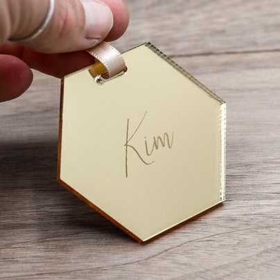 Custom Mirror Acrylic Name Place Luggage Tags Engravers Logo Clear Gift Hanger Tag For Wedding Event