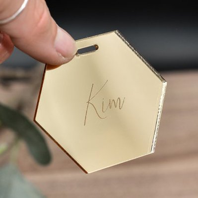 Custom Mirror Acrylic Name Place Luggage Tags Engravers Logo Clear Gift Hanger Tag For Wedding Event