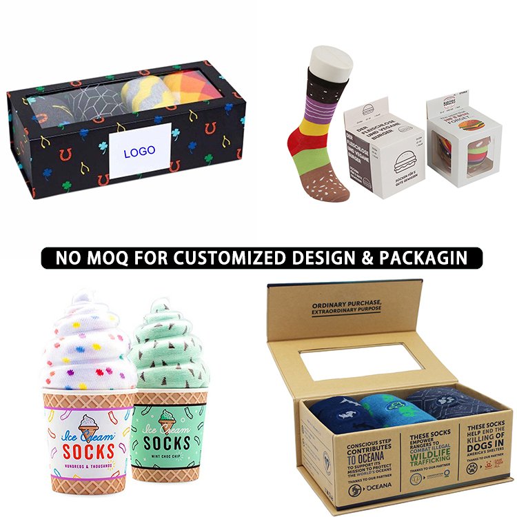 Factory OEM Low MOQ custom logo wool digital print Stylish Color long Crew Tube Mens Socks Funny Happy Design
