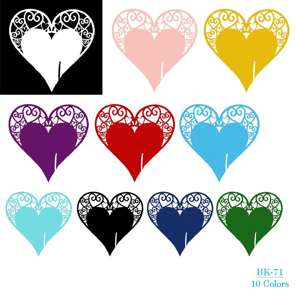 Love Heart Hollow Paper Table Name Place Cup Card Wine Glass Cards for Wedding Holiday Party Decor