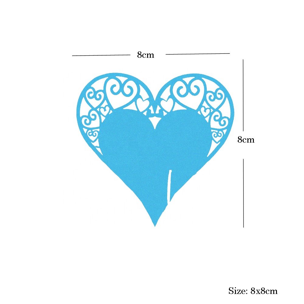 Love Heart Hollow Paper Table Name Place Cup Card Wine Glass Cards for Wedding Holiday Party Decor