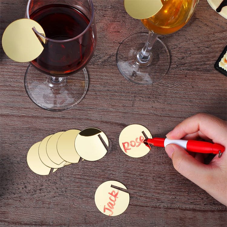 Name Drink Tags Wedding Acrylic Place Name Card for Glass Champagne and Wedding Luxury Drinks Tags Marker