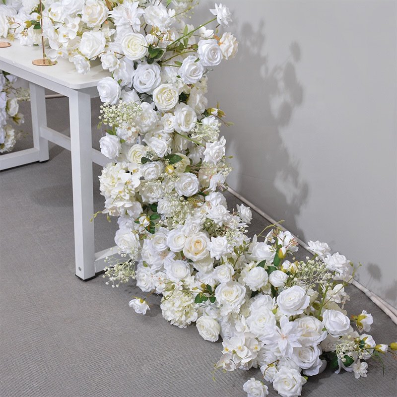 JCF024 Wedding Table Placed Long Row Flowers Wedding Arch Decorated Long Flower Row Simulation Artificial flowers