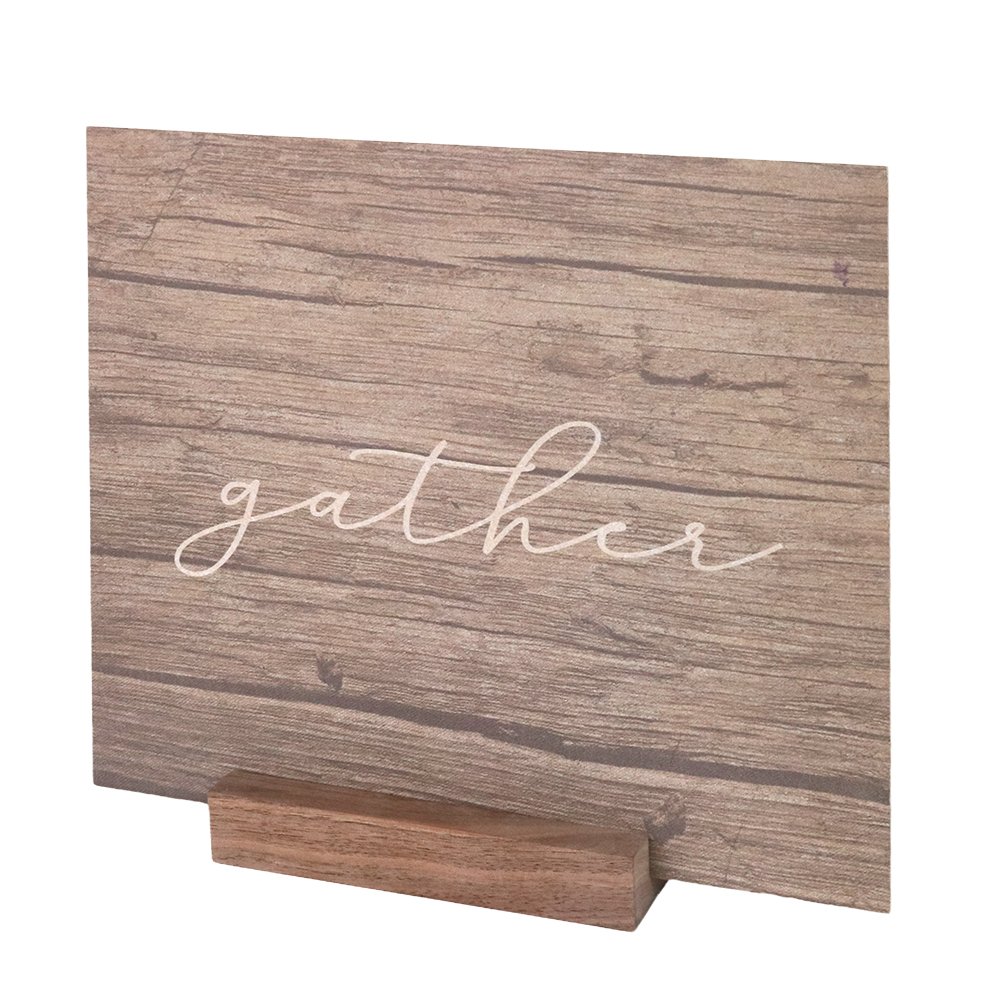 Handmade Solid Wooden sign Holder Stand Table get gather slogan Sign Board Rustic farmhouse decor